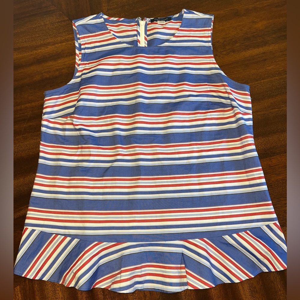 Medium TOMMY HILFIGER Sleeveless Striped Peplum Top